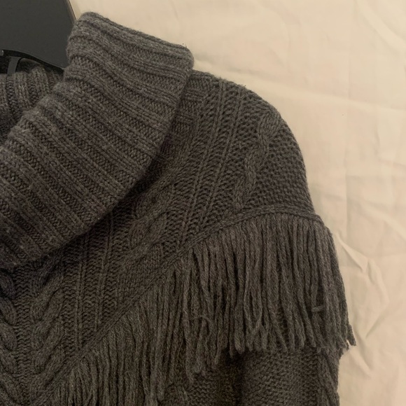 Joie Viviam Fringe Knit Wool/Cashmere Blend Turtleneck Cableknit Sweater - Picture 9 of 16